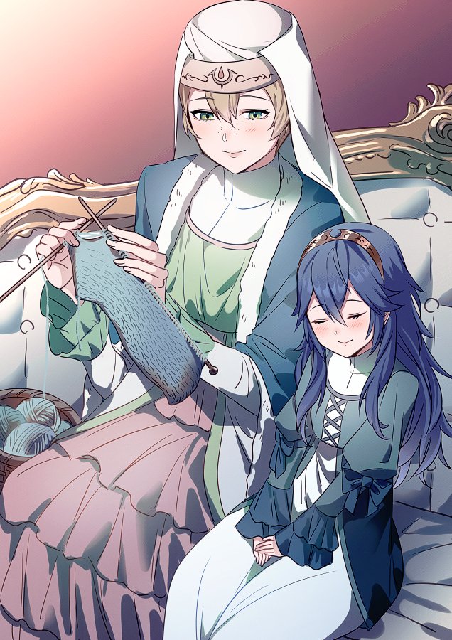 lucina and village maiden (fire emblem and 1 more) drawn by ameno_(a_meno0)