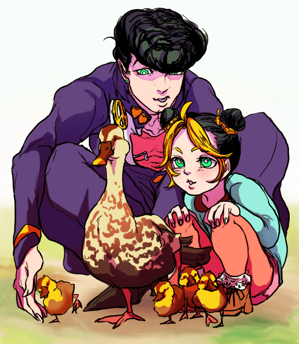 kujo jolyne and higashikata josuke (jojo no kimyou na bouken and 2 more) drawn by stardust11