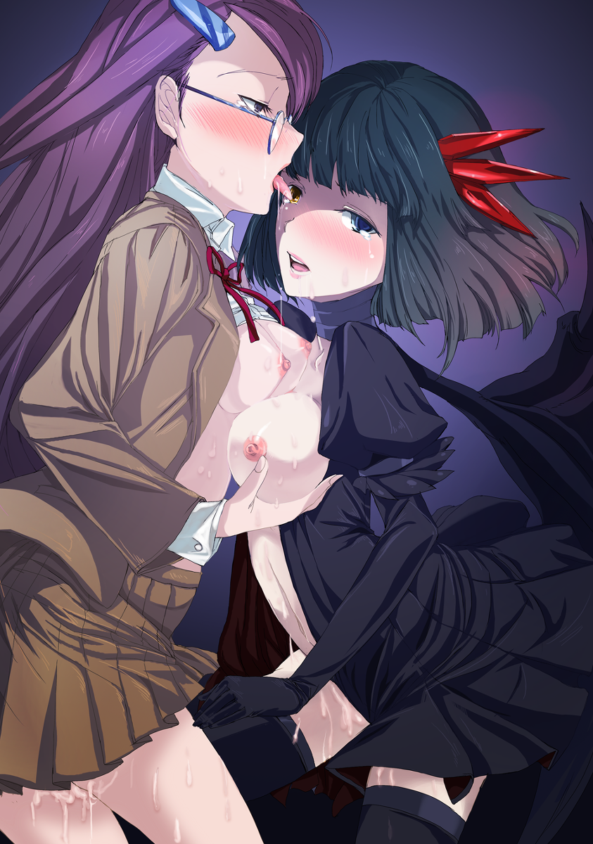 tsukikage yuri and dark precure (precure and 1 more) drawn by wednesday_(starsilver)