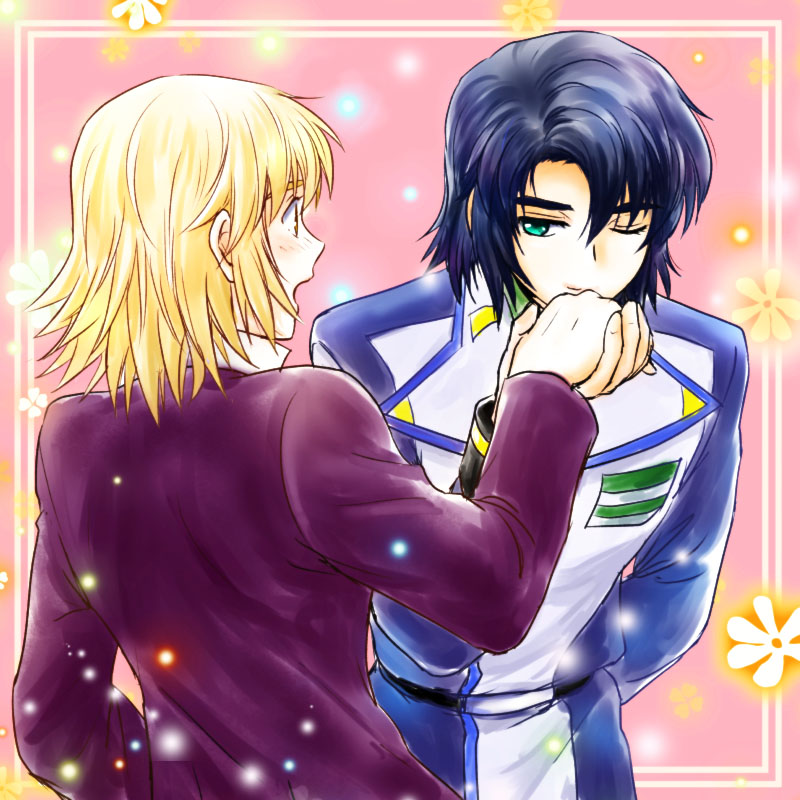 cagalli yula athha and athrun zala (gundam and 2 more) drawn by parubinko