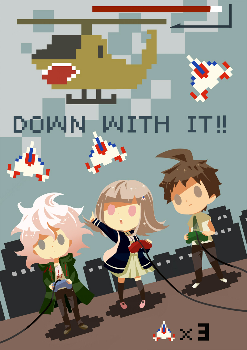 nanami chiaki, komaeda nagito, and hinata hajime (danganronpa and 2 more) drawn by hitofutarai