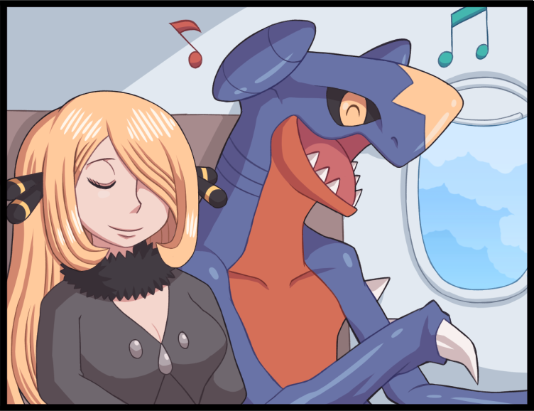 cynthia and garchomp (pokemon and 2 more) drawn by ayyk92
