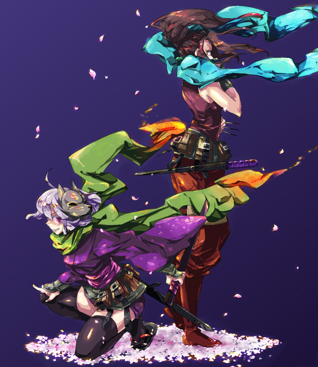 shinobi, shinobi 4, and shinobi 2 (sekaiju no meikyuu and 1 more) drawn by kiharatta