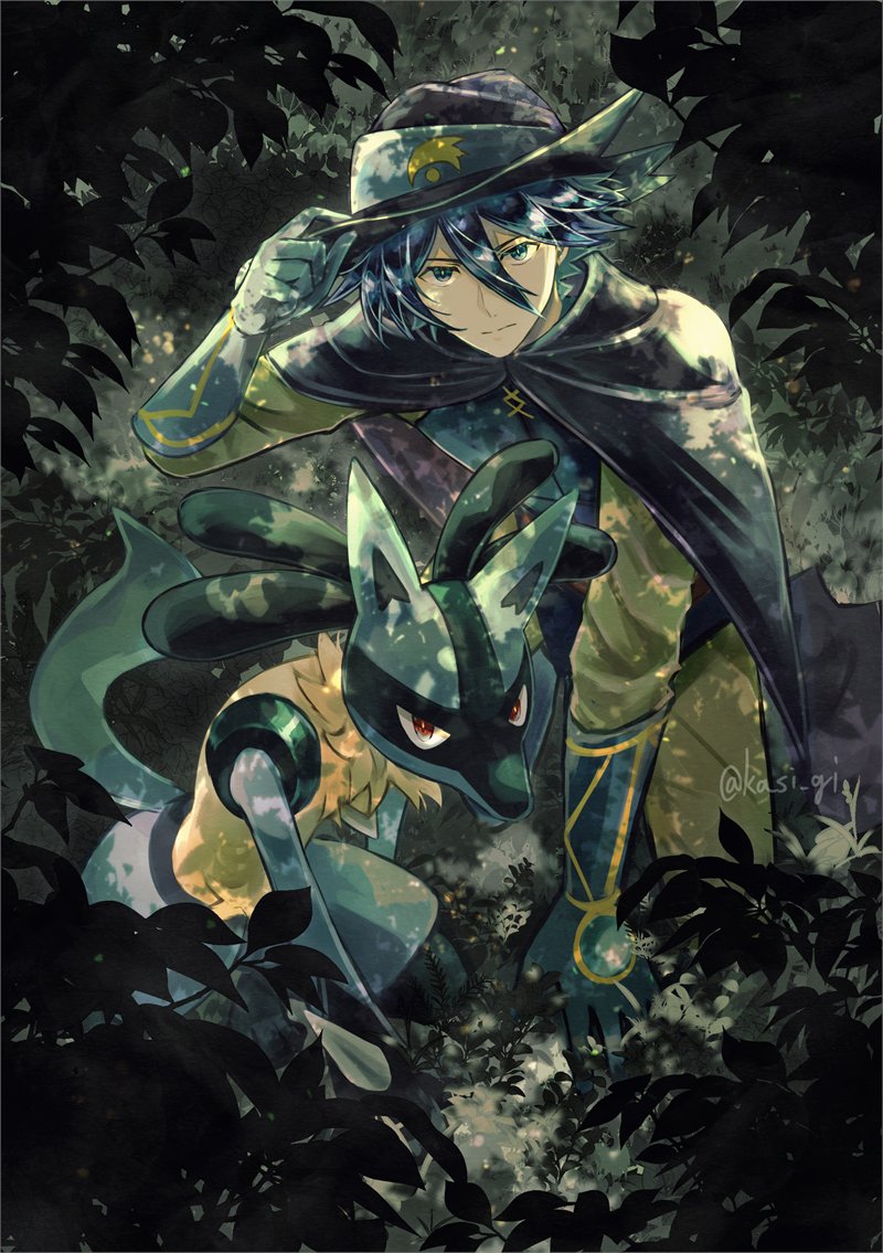 lucario and sir aaron (pokemon and 2 more) drawn by kuna_fgo