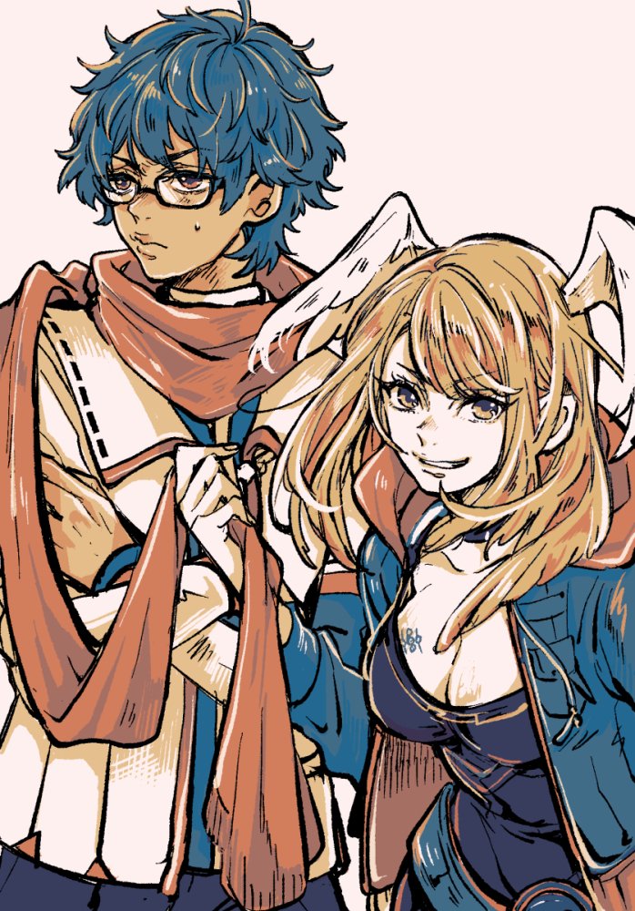 eunie and taion (xenoblade chronicles and 1 more) drawn by 9wa