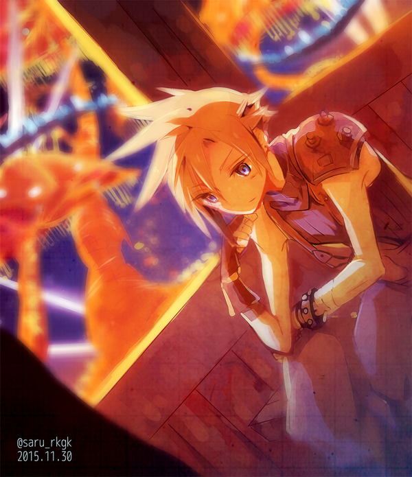 cloud strife (final fantasy and 1 more) drawn by saru_(shimanokyouken)