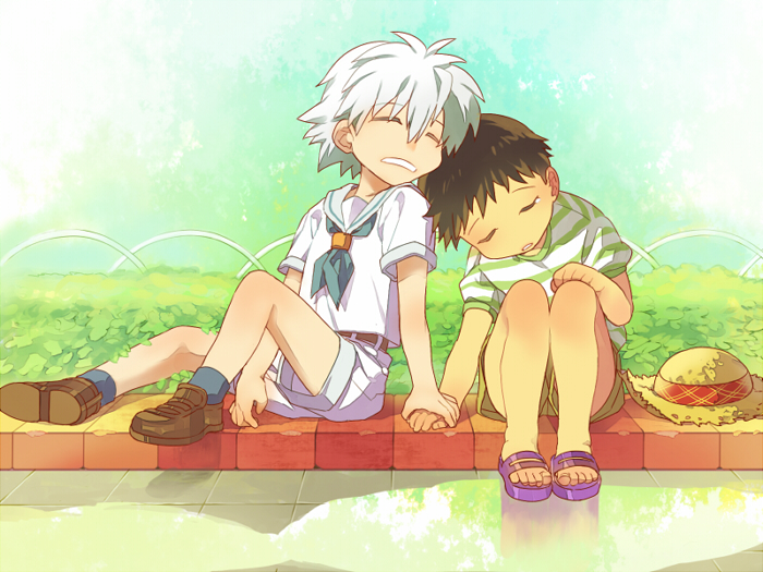 ikari shinji and nagisa kaworu (neon genesis evangelion) drawn by tapiet