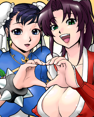 chun-li and shiranui mai (street fighter and 2 more) drawn by fjt_(fjym2)
