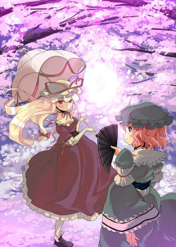 yakumo yukari and saigyouji yuyuko (touhou) drawn by garnet