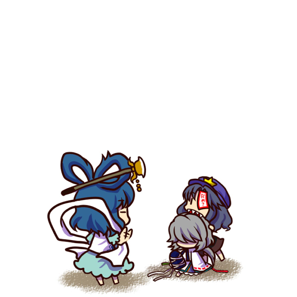 mononobe no futo, kaku seiga, and miyako yoshika (touhou) drawn by socha