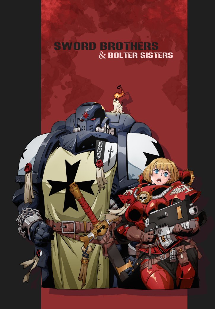 adeptus astartes and adepta sororitas (warhammer 40k) drawn by rmulderz