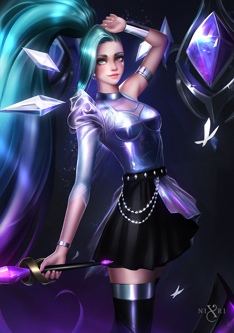 seraphine and k/da all out seraphine superstar (league of legends) drawn by nixri