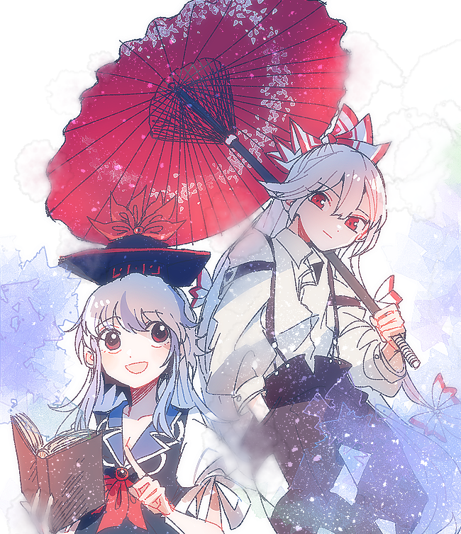 fujiwara no mokou and kamishirasawa keine (touhou) drawn by itomugi-kun