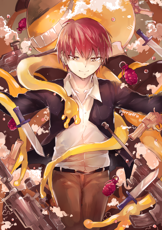 akabane karma and koro-sensei (ansatsu kyoushitsu) drawn by parrareru