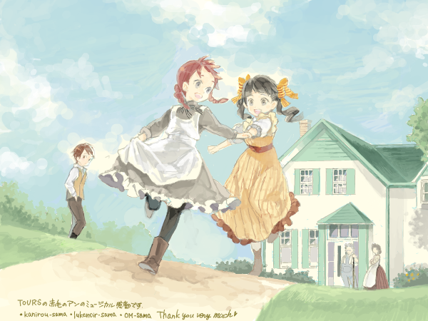 anne shirley, diana barry, matthew cuthbert, gilbert blythe, and marilla cuthbert (world masterpiece theater and 1 more) drawn by loc6