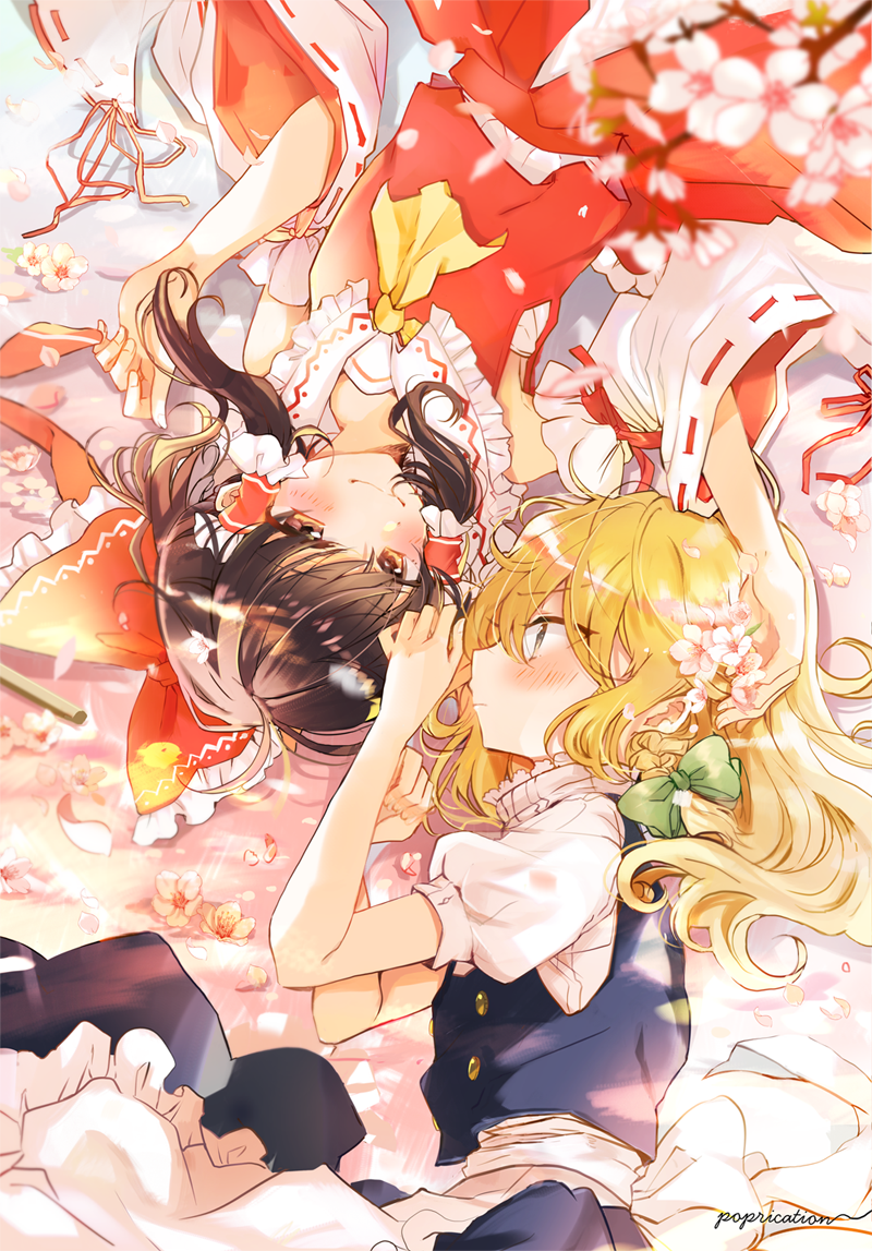 hakurei reimu and kirisame marisa (touhou) drawn by poprication