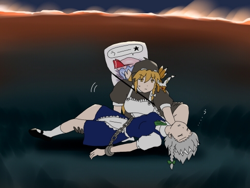 kirisame marisa, remilia scarlet, izayoi sakuya, and yakumo ran (touhou) drawn by shirosato