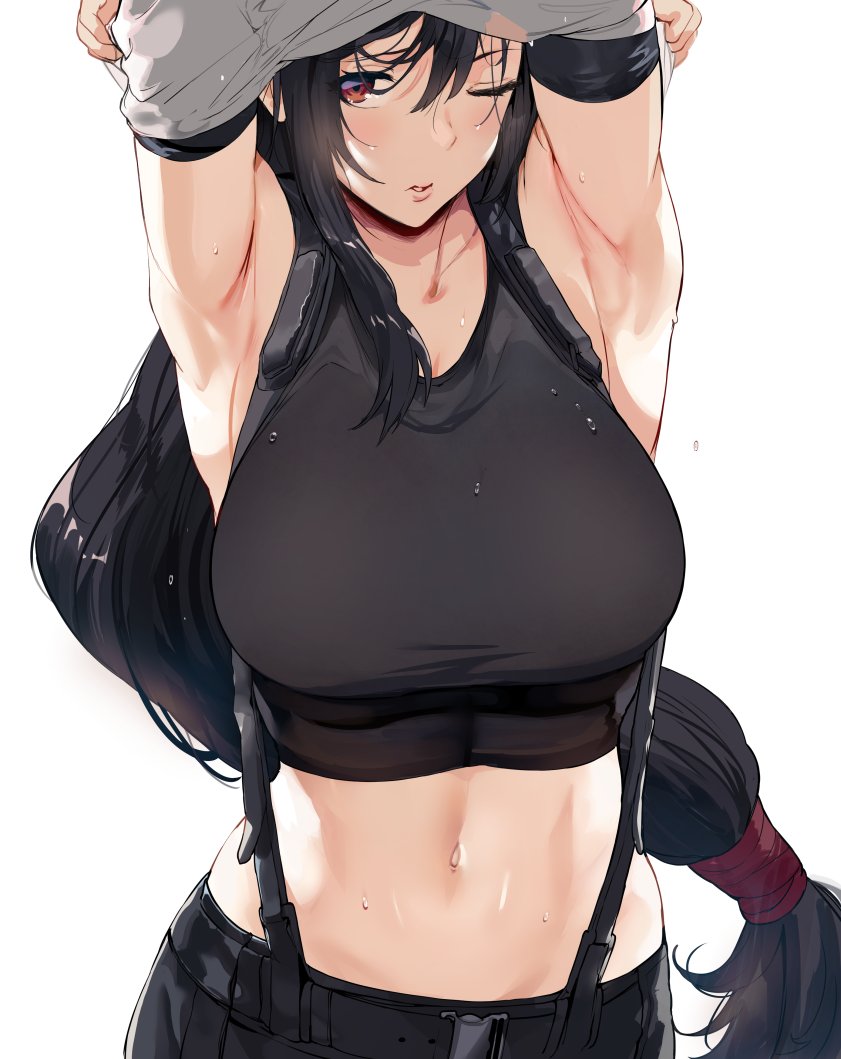 tifa lockhart (final fantasy and 2 more) drawn by hews