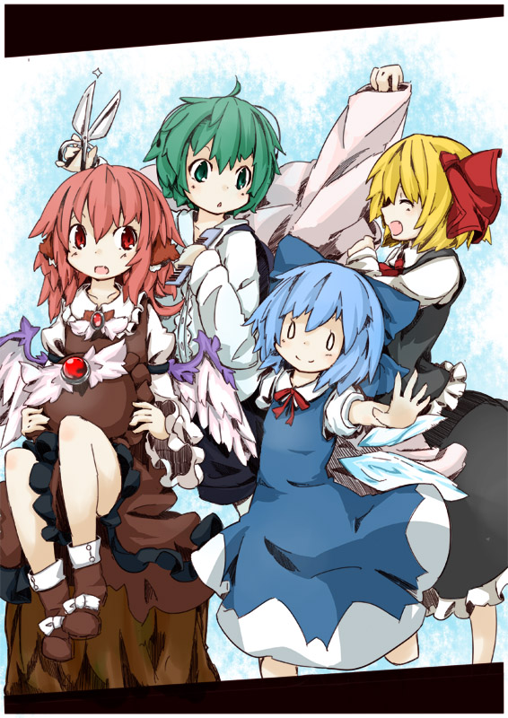 cirno, rumia, mystia lorelei, and wriggle nightbug (touhou) drawn by osa_(ppitch)