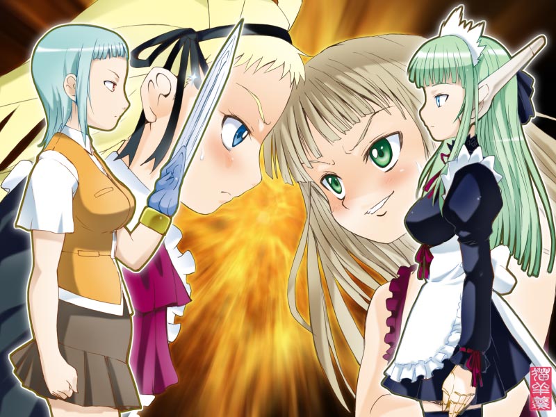 evangeline a.k. mcdowell, karakuri chachamaru, miyu greer, and alyssa searrs (mahou sensei negima! and 1 more) drawn by maira_gen