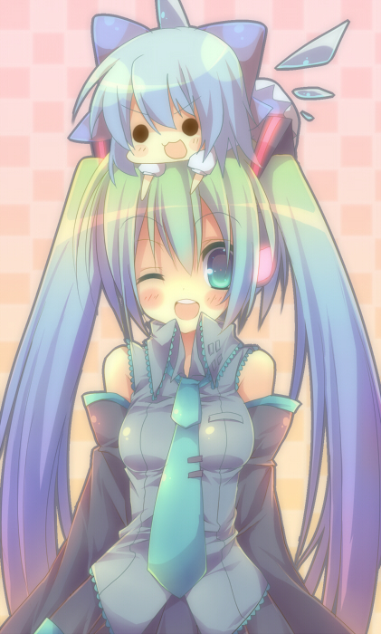 hatsune miku and cirno (touhou and 1 more) drawn by reia