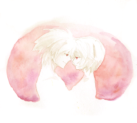 ayanami rei and nagisa kaworu (neon genesis evangelion) drawn by lrk