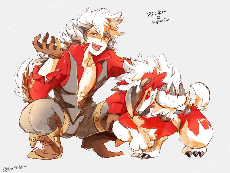 lycanroc and keaton (pokemon and 3 more) drawn by torisudesu