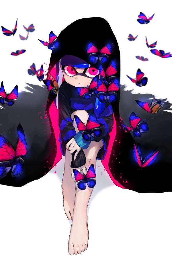 inkling player character and inkling girl (splatoon) drawn by amatya