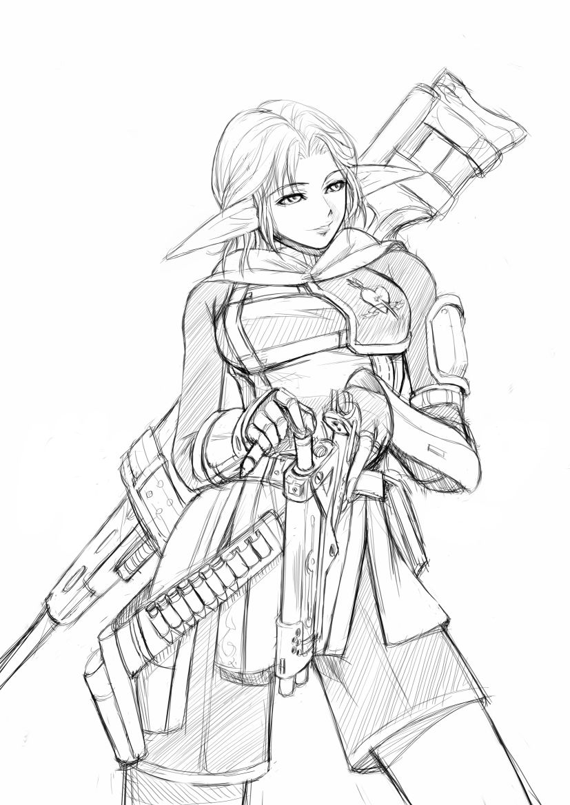 adventurer and ranger (final fantasy and 1 more) drawn by nakadera_akira