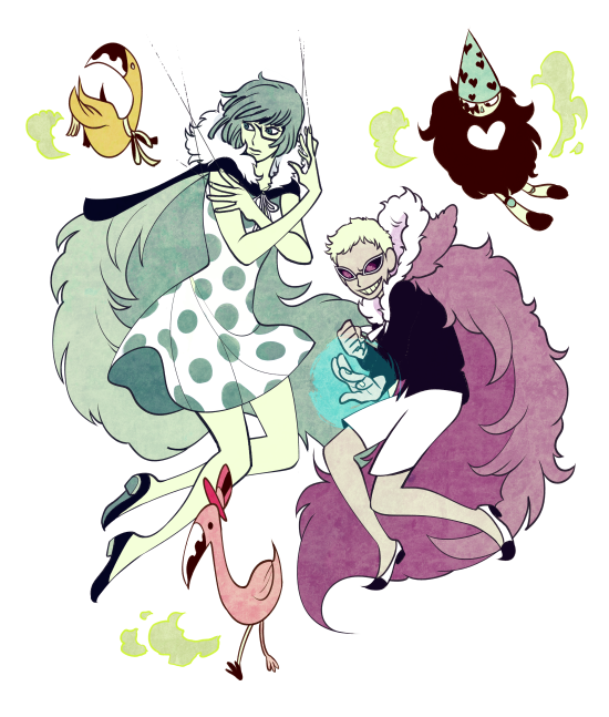 donquixote doflamingo and sugar (one piece) drawn by prepbon