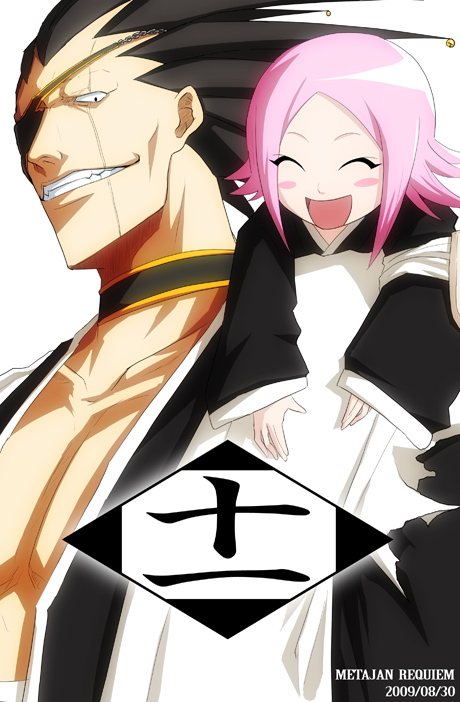 zaraki kenpachi and kusajishi yachiru (bleach) drawn by k-suwabe