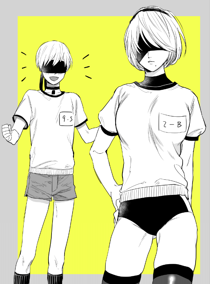 2b and 9s (nier and 1 more) drawn by mellow_rag