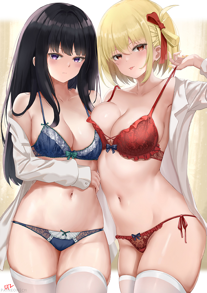 nishikigi chisato and inoue takina (lycoris recoil) drawn by cyicheng