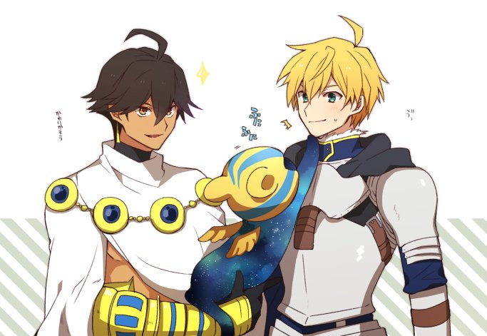 arthur pendragon, ozymandias, and sphinx awlad (fate and 3 more) drawn by choco_taberusan