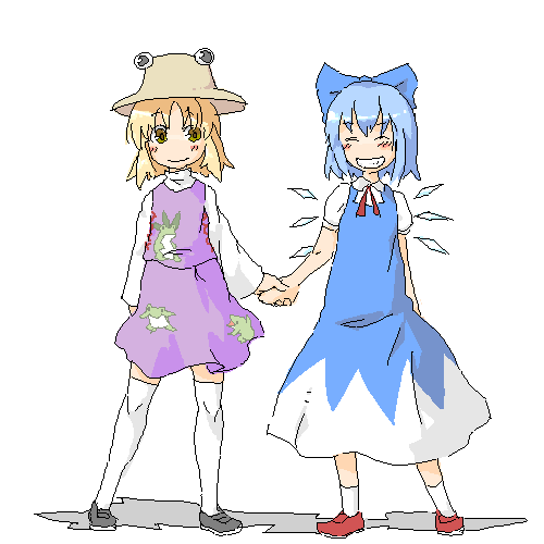 cirno and moriya suwako (touhou) drawn by kome_(404)