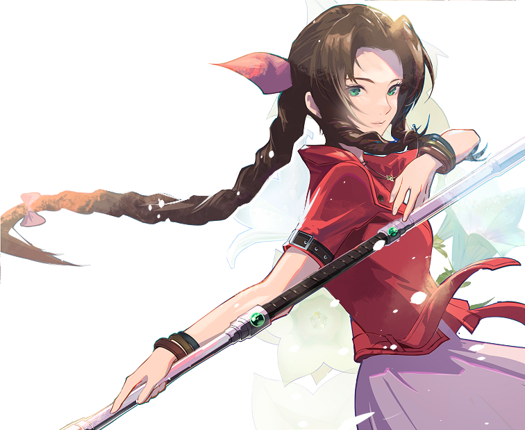aerith gainsborough (final fantasy and 2 more) drawn by cofffee