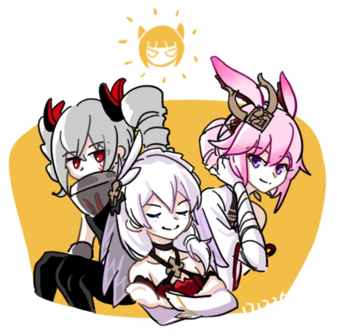 bronya zaychik, theresa apocalypse, and yae sakura (honkai and 1 more) drawn by draft_(caogao)
