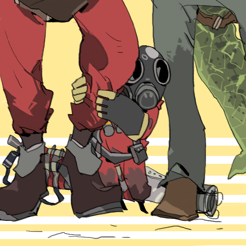 pyro, red pyro, sniper, demoman, red demoman, and 1 more (team fortress 2) drawn by 22_(tak_ja)