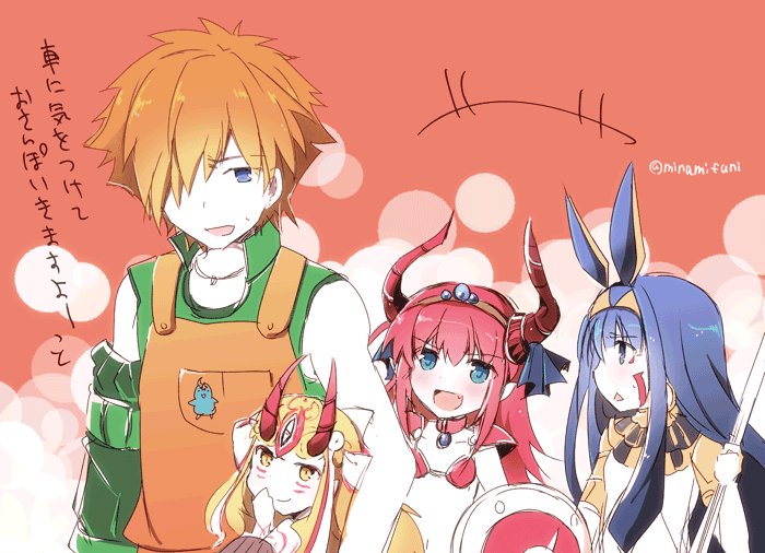 nitocris, ibaraki douji, elizabeth bathory, robin hood, and lost robin rondo (fate and 2 more) drawn by minafuni