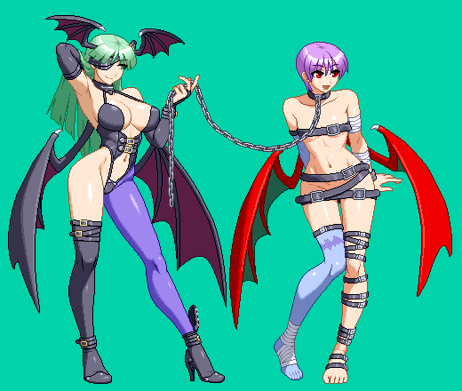 morrigan aensland and lilith (darkstalkers) drawn by aoi_ship