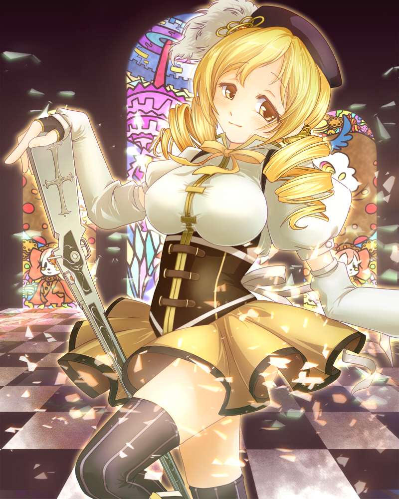 tomoe mami, charlotte, and walpurgisnacht (mahou shoujo madoka magica) drawn by akitsukisaya