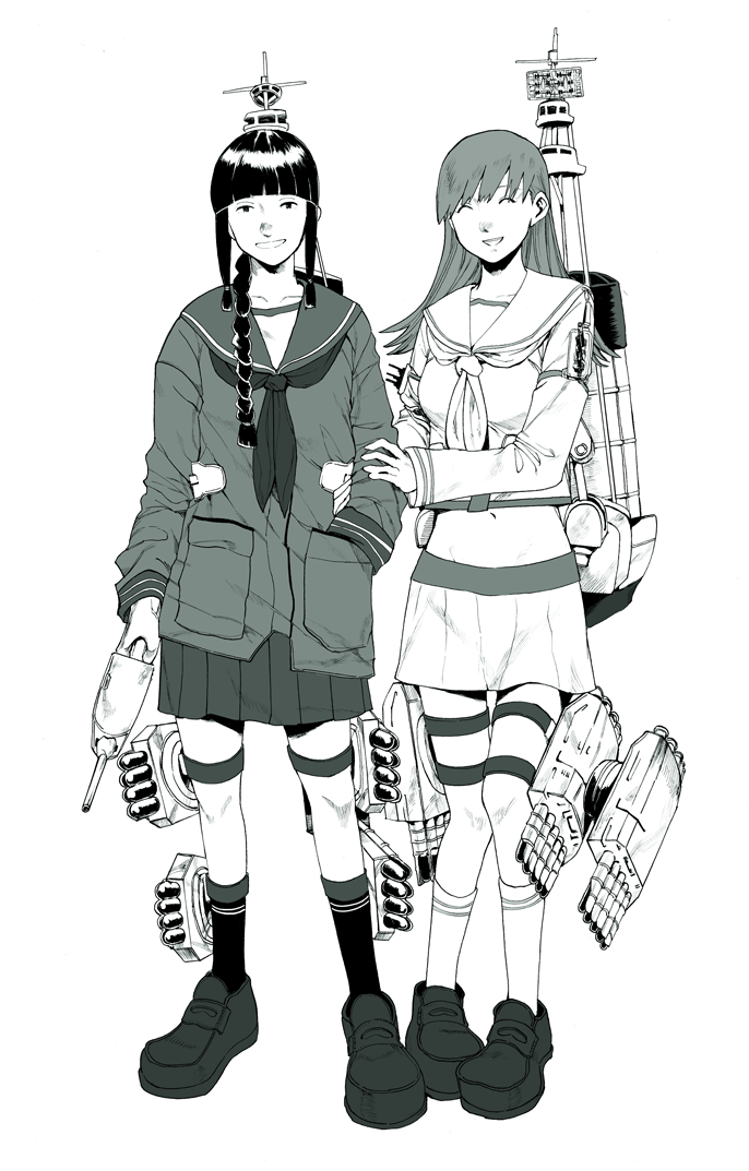 kitakami, ooi, and ooi kai ni (kantai collection) drawn by hiro_(chumo)