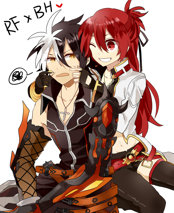 elesis, raven cronwell, blazing heart, and reckless fist (elsword) drawn by sakuraihum