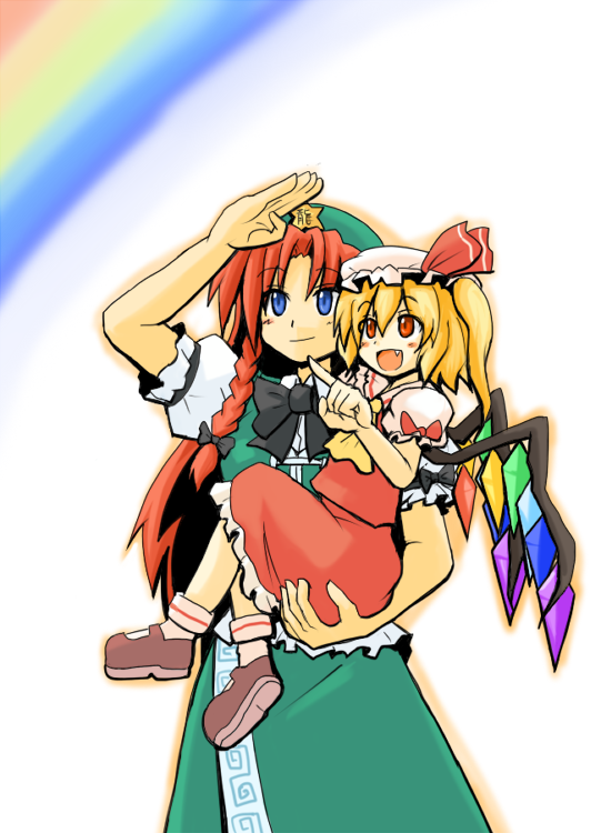 flandre scarlet and hong meiling (touhou) drawn by harukatron