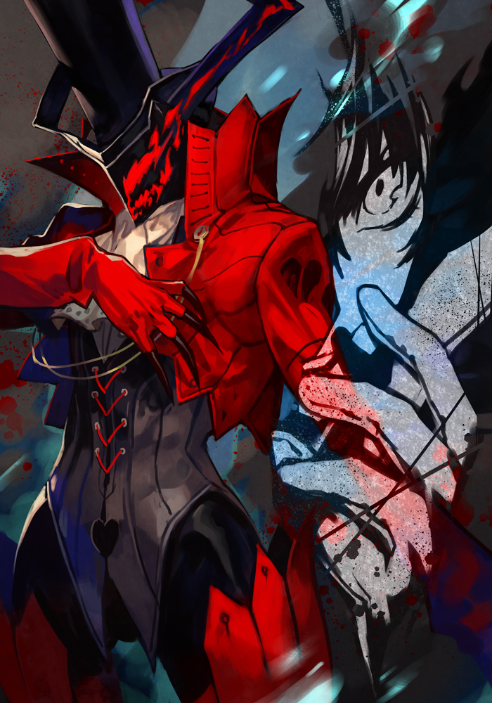 amamiya ren and arsene (persona and 1 more) drawn by hungry_clicker