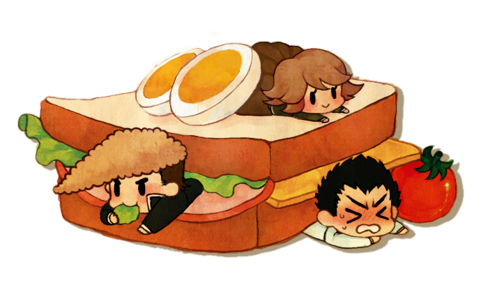 fujisaki chihiro, ishimaru kiyotaka, and owada mondo (danganronpa and 1 more) drawn by pmd432