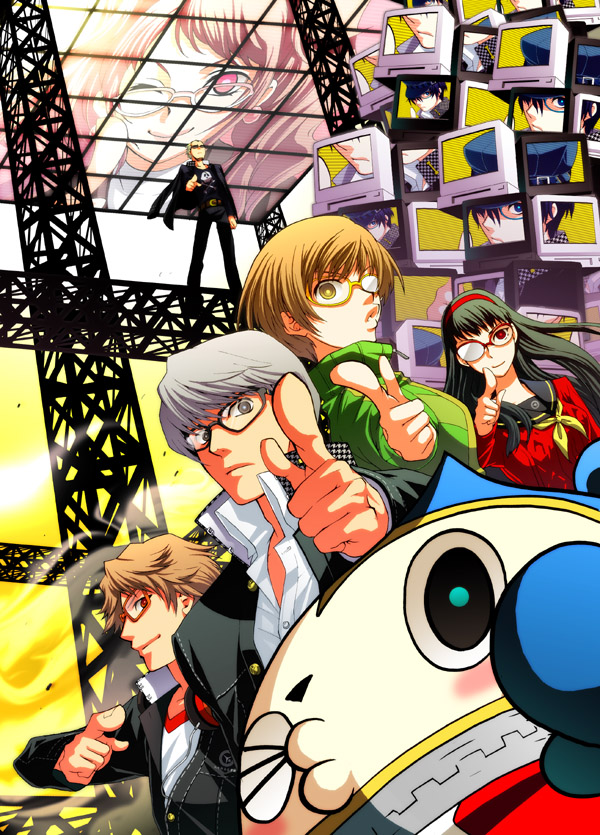 narukami yu, shirogane naoto, satonaka chie, kujikawa rise, amagi yukiko, and 3 more (persona and 1 more) drawn by mgk968