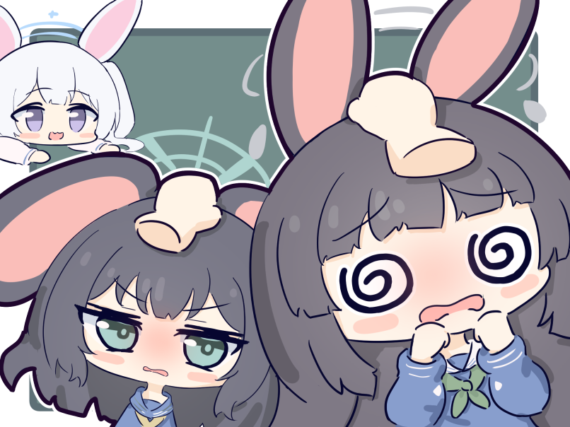 miyu, miyako, and saki (blue archive) drawn by umihio