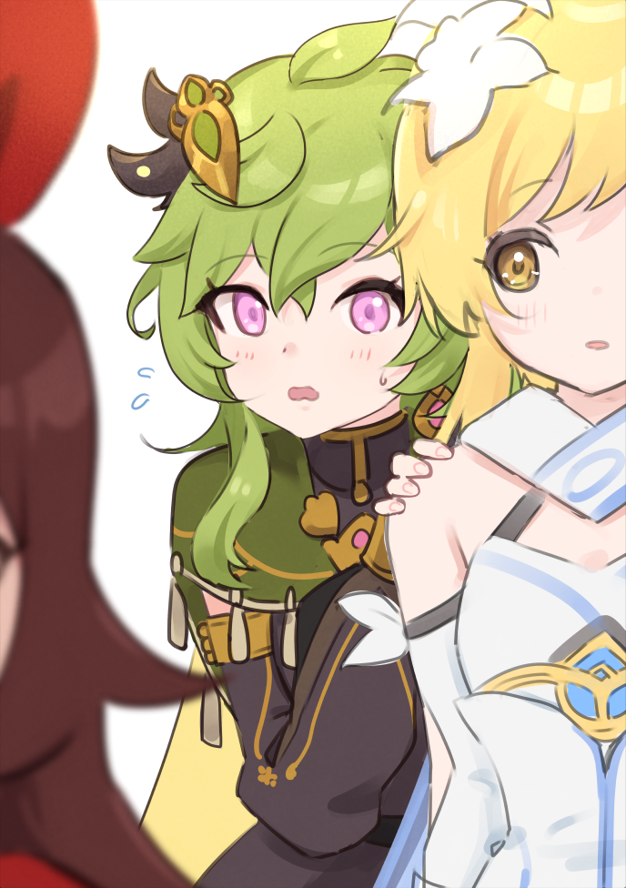 lumine, amber, and collei (genshin impact) drawn by tomamatto