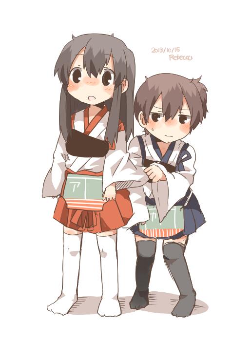 kaga and akagi (kantai collection) drawn by rebecca_(keinelove)